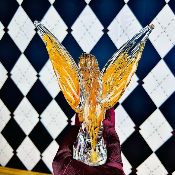 Hummingbird Art Glass Sculpture Vintage Hand Blown Murano Style Bird Figurine - Picture 10 of 11